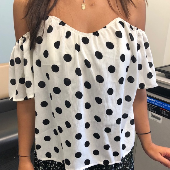 Vici Tops - Polka Dots Off Shoulder Top
